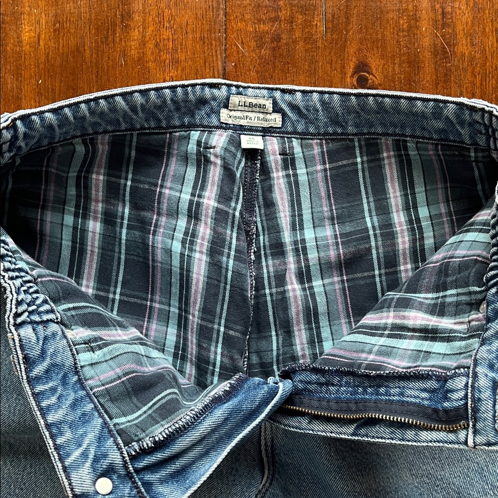 VTG LL Bean Flannel Lined Original Fit/Relaxed Jeans Size 14 - Picture 4 of 12